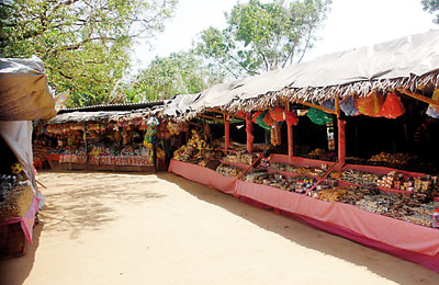 Ready for visitors: Stalls close to the LTTE sites